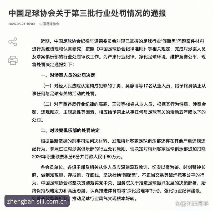 中国足协第三批禁足名单公布：4类违规行为与5项禁赛措施深度解析